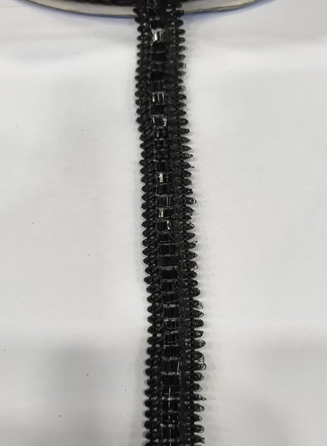 PREMDAS LACES PREMDAS LACE Net Fabric Katdana Nalki Lace for Saree's Border Finetage Pipe Lace for Dresses, Sarees, Lehenga, Suits, Blouses, Dupatta, Chunri and Craft (9meter) (Black) - Image 4